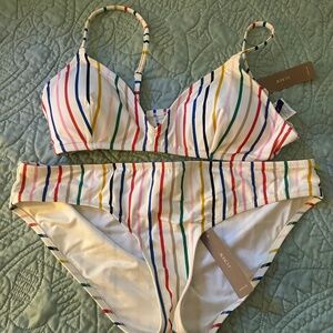 J Crew Medium multi stripe two piece bikini